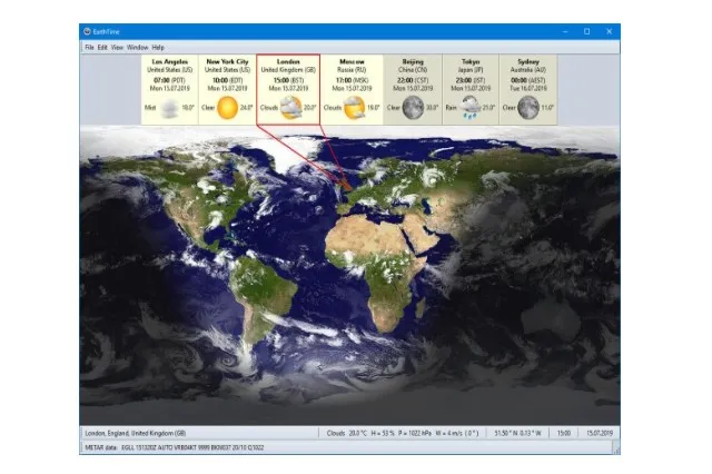 تحميل برنامج معرفة التوقيت المحلي لجميع مناطق العالم EarthTime للويندوز